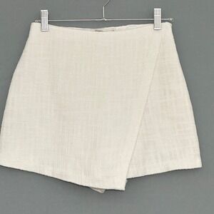 Abercrombie Fitch Womens Skort XS White Tweed Faux Wrap High Rise Preppy Tennis